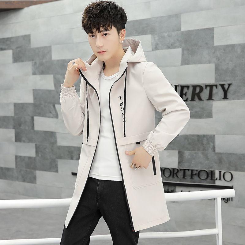 Medium and Long Section Large Size Windbreaker Men's Clothes Spring and Autumn Jacket Woolen Coat