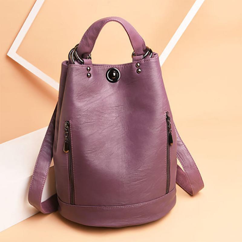 Durable Fashion Women Pu Leather Black Bagpack Female Rucksack Shoulder Bag