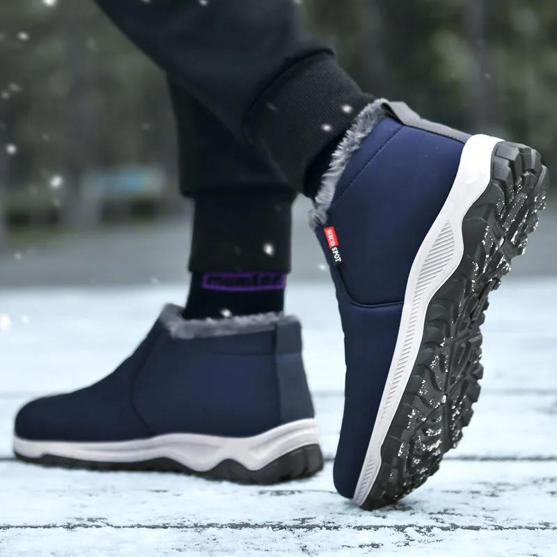 Winter Snow Cotton Shoes Men's Thickened and Velvet Warm Boots Old Beijing Parents Snow Boots