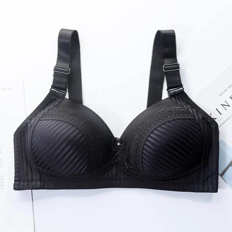 Large Size Thin Section No Steel Ring Gathered Anti-sagging Ladies Underwear Vest Big Breasts Show Small Adjustment Bra