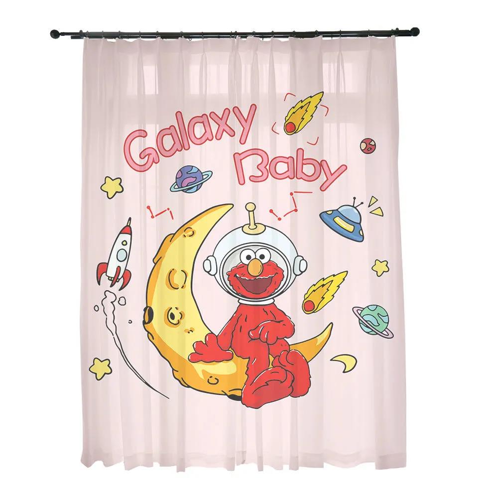 Cartoon Cute Astronaut Starry Sky Universe Curtain Bedroom Living Room Children's Room Balcony Background Curtain