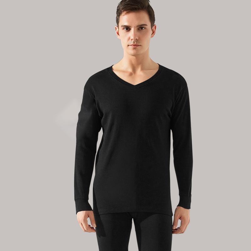 Men Winter Thermal Underwear V-neck Tops Pants Male Autumn Clothes Tight Suit Thicken Windproof Comfortable Soft Lining Long Sleeve High Elasticity