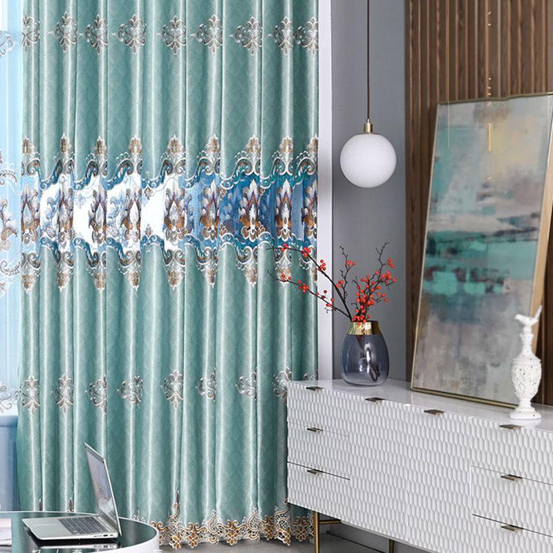 1/2pcs High-end Hollow European Water-soluble Embroidered Curtains for Living Room Balcony Bedroom Thick Double-layer Curtains