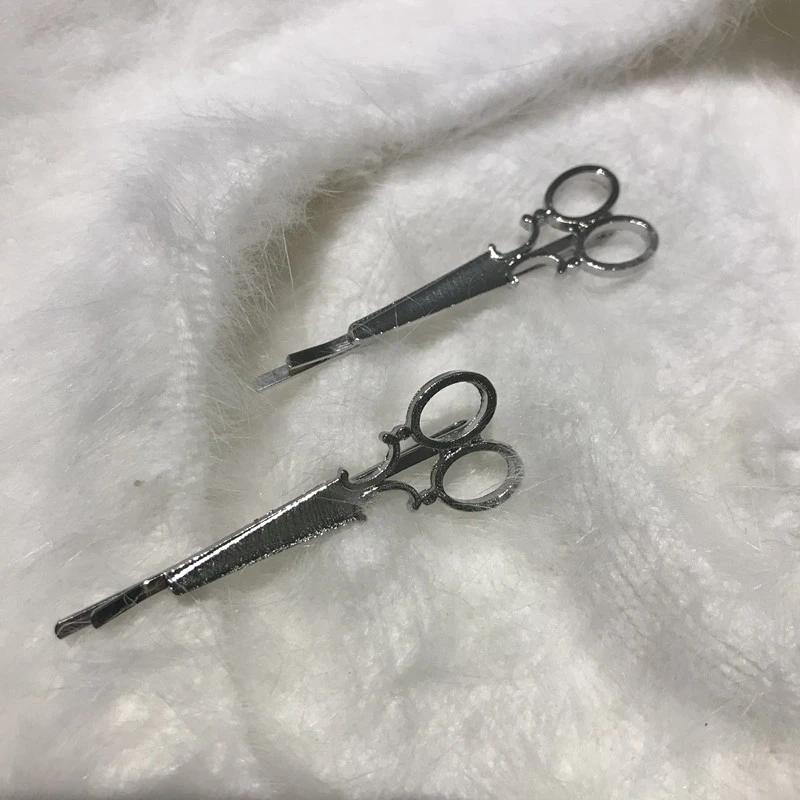 3PCS Scissors Dark Retro Personality Hairpin Hair Accessories Bangs Clip Side Clip Cos Cold Wind Punk Clip Girl's Hair Magic Clip