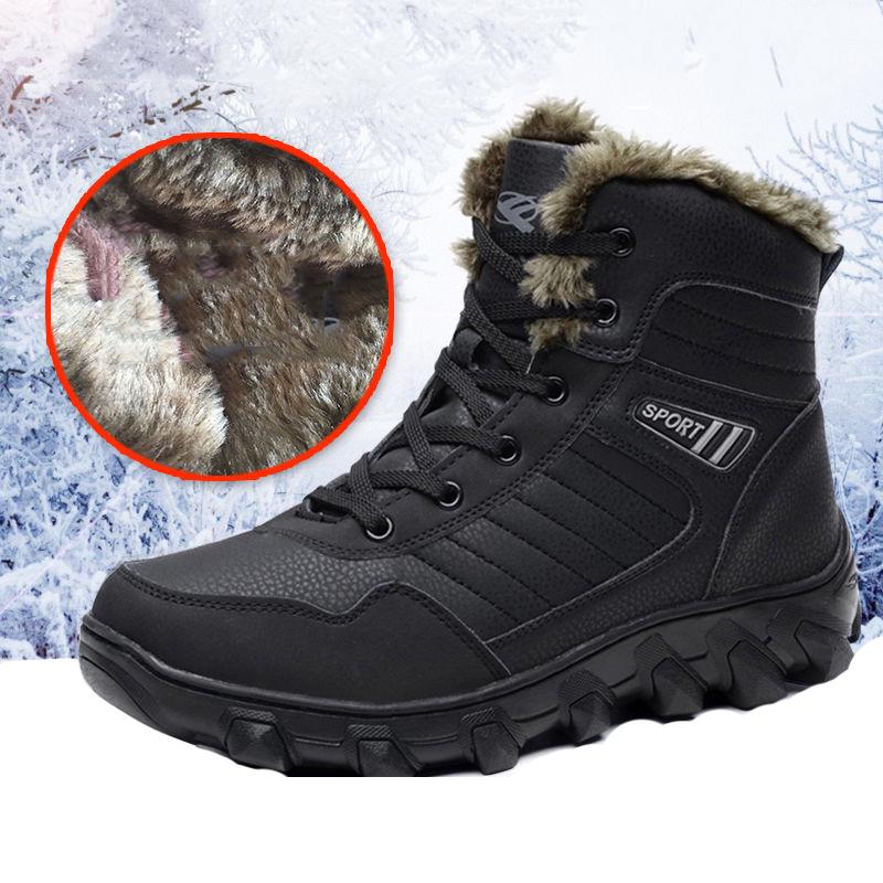 Snow Boots Men's Winter Warm Thick PlushShoes Waterproof Outdoor Men's Cotton Boots Size 38-48