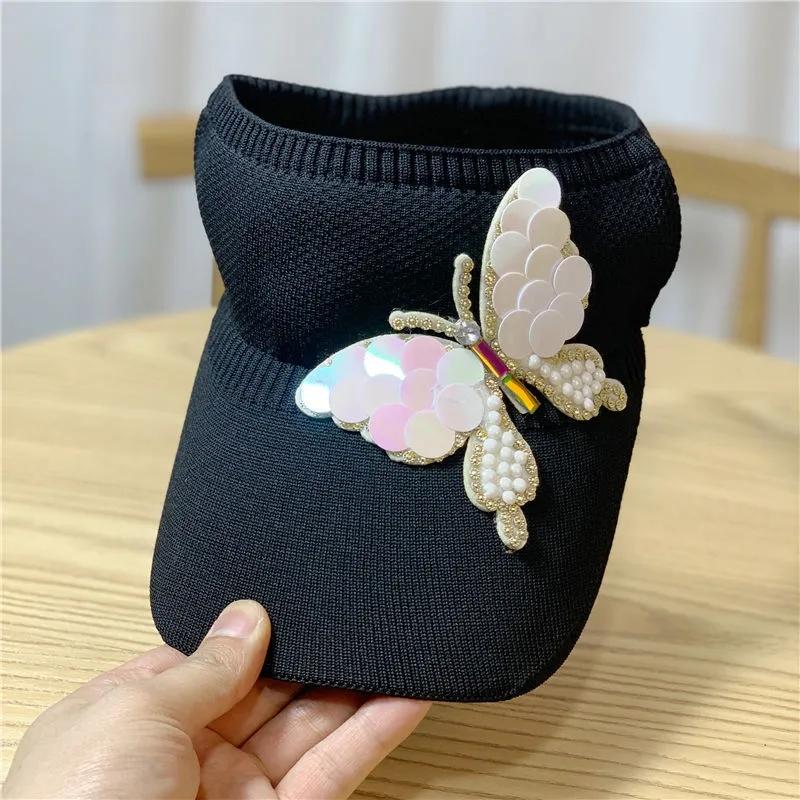 Rhinestone Empty Top Hat Women's Lipstick Topless Peaked Cap Spring Summer Sun Hat Cute Sunscreen Protective Hat