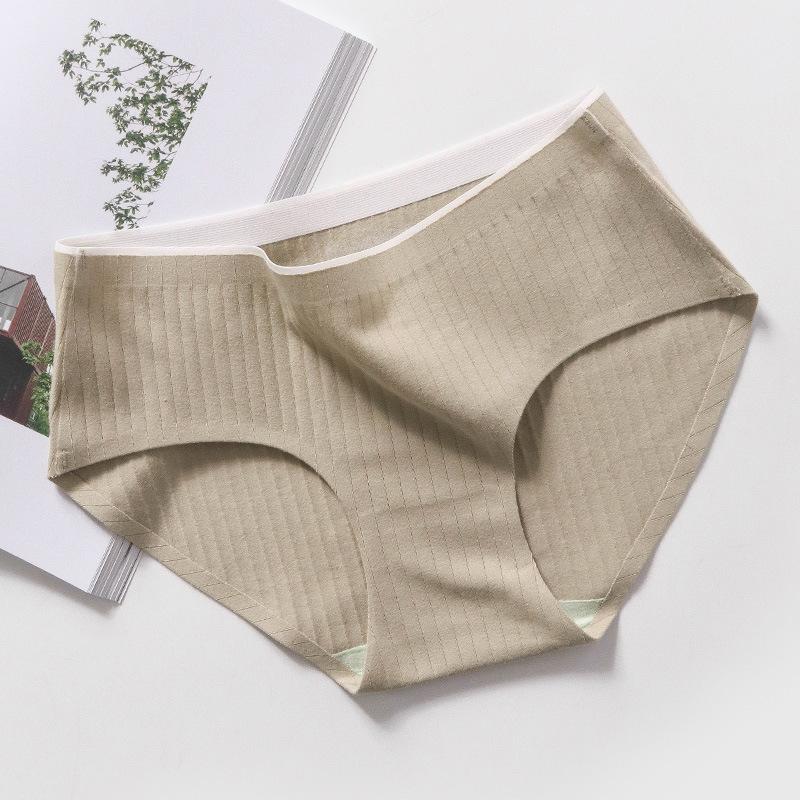 4Pcs/Set Women's Solid Color Panties Cotton Crotch Mid Waist Underpants Large Size Casual Seamless Briefs