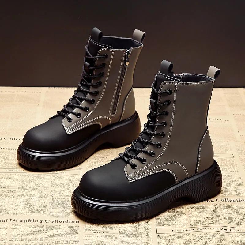 Martin Boots Women British Style Winter Shoes Plus Velvet Cotton Shoes Snow Boots Women Short Boots Motorcycle Boots