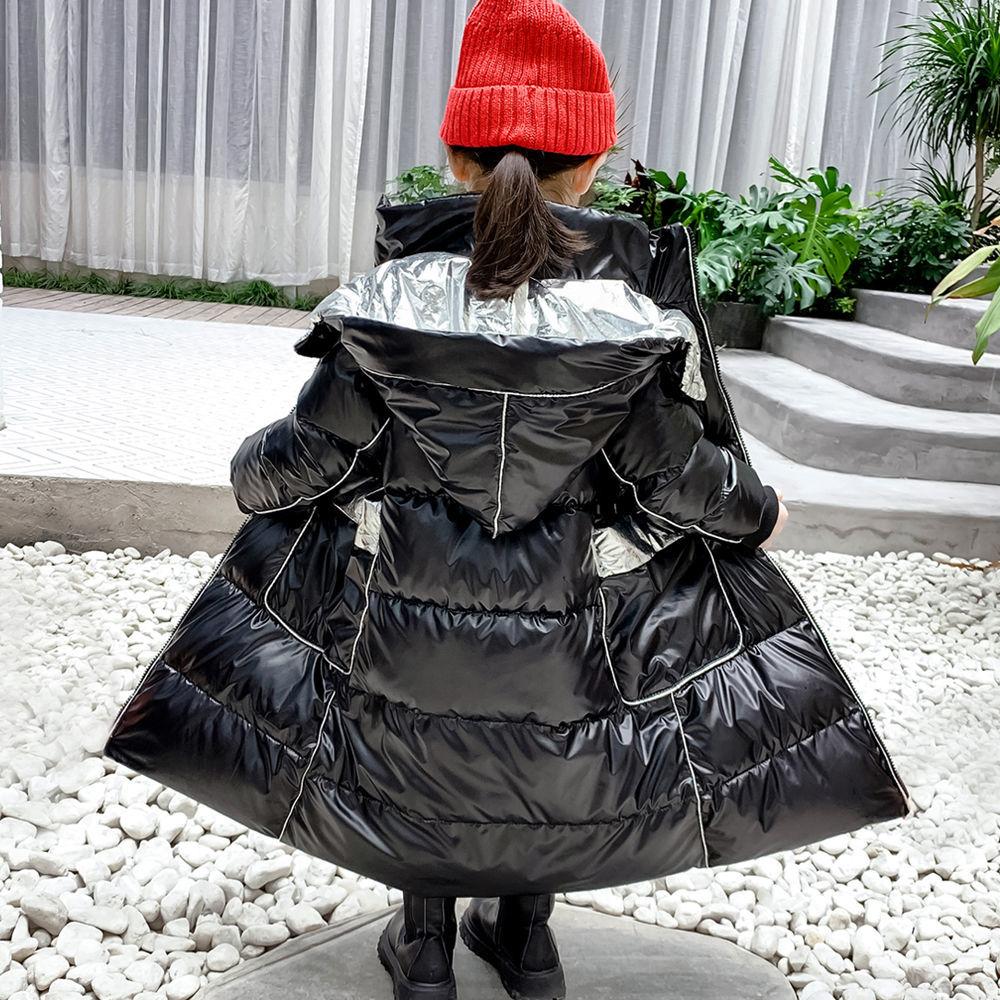 Girls Down Jacket Long Over-knee Fashion Mid-length Winter Bright Face Wash-free Thick Coat