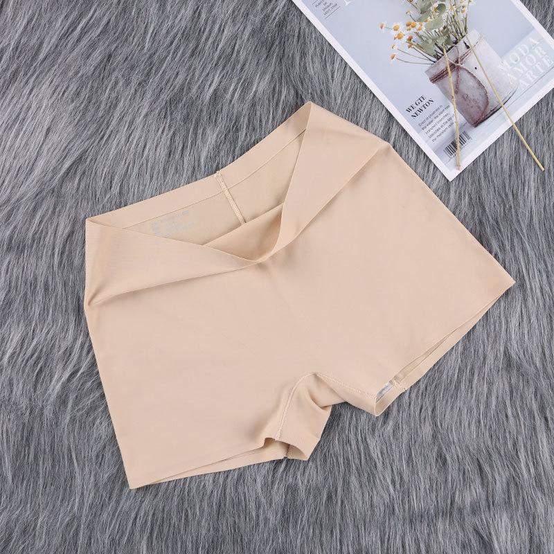 4Pcs/Set Ice Silk Seamless Safety Underpants Large Size Panties Solid Color Boxer Briefs Women's Sports Boxer