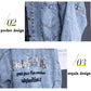 Denim Jacket Women's Spring and Autumn Style Back Sequin Embroidery Student Fashion Loose Top