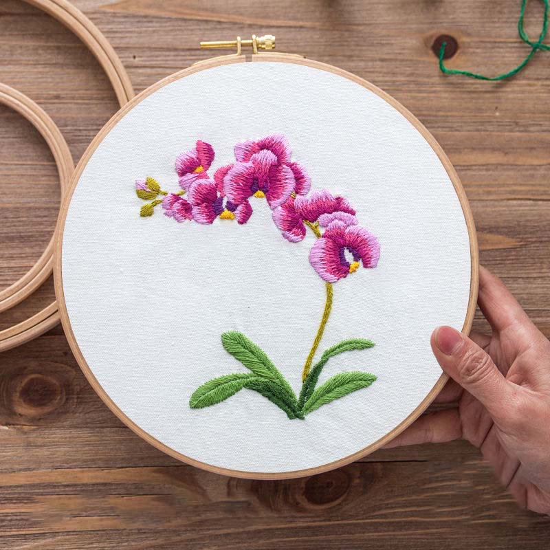 Home Decor Beginner Cross Stitch Kit Ribbon Painted Embroidery Hoop DIY Embroidery Flower Manual Needlework