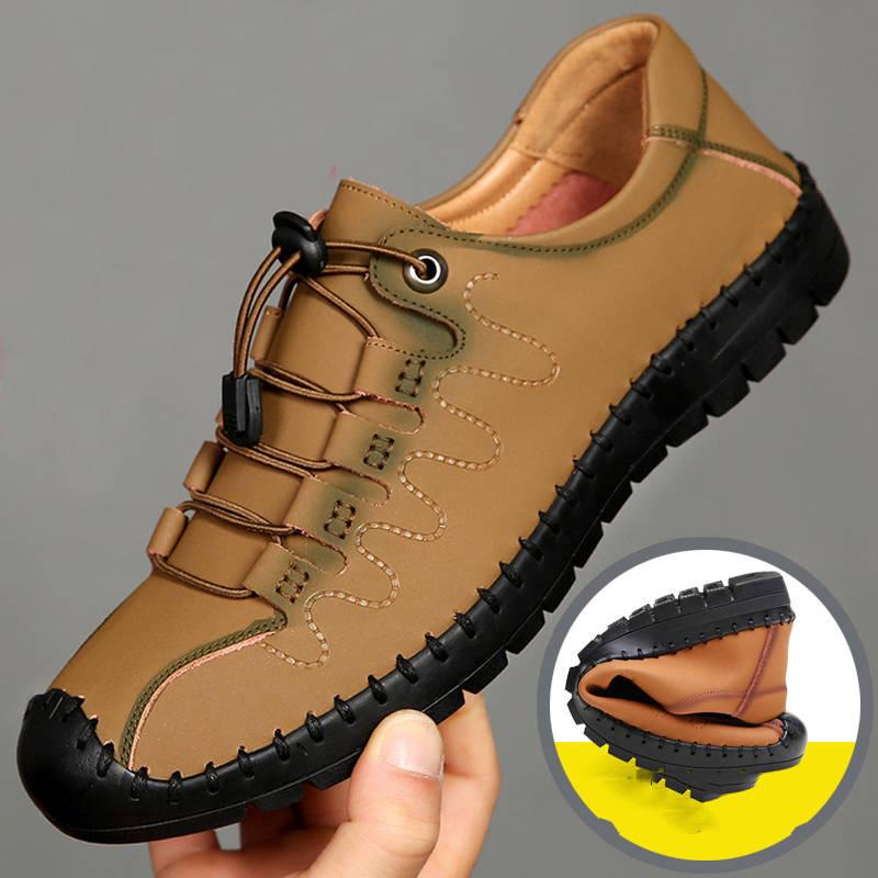 Men Winter Shoes Warm Fashion Genuine Leather Snow Boots Waterproof Boots Men's Plush Warm Boots