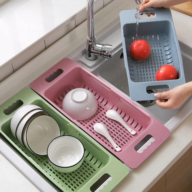 Kitchen Colander Fruit and Vegetable Washing Basket Foldable Filter Foldable Drainer Adjustable Tool