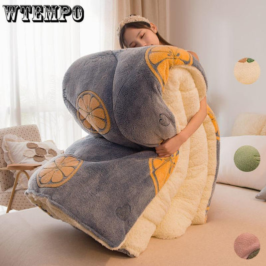 Bedspread Quilt Snow Fleece Winter Quilt Thicker Warmth Winter Student Dormitory Single Double Quilt Lamb Velvet Quilt