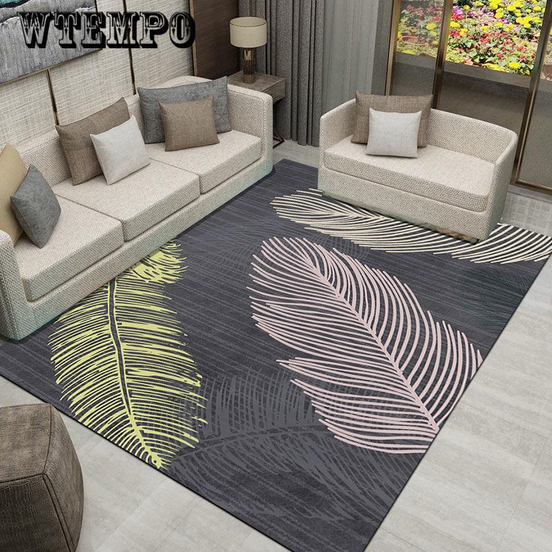 Floor Mat Geometrical Pattern Color Block Washable Living Room Mat