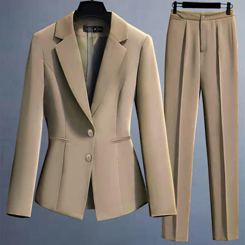 2PCS Suit Blazer Jacket + Suit Pants Two-piece Set Female Professional Formal Suit Elegant Business Suit Outfit Front Desk Uniform Hotel Work Clothes