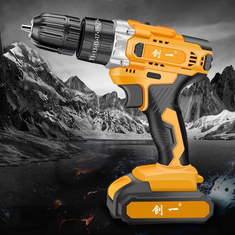 21V Household Electric Screwdriver Set Cordless Electric Drill with Toolbox for Drilling and Screwing Screws