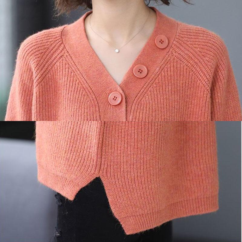 Sweater Women's Pullover Knitwear V-neck Korean Solid Color Loose Casual Top Trending Sweater Autumn and Winter Tops Lady Style