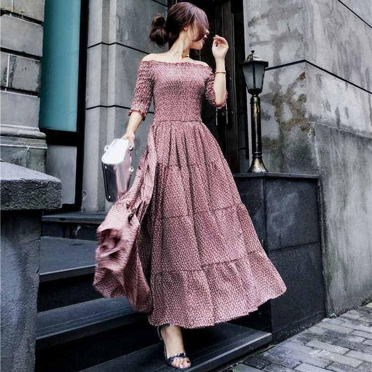 Femme Summer Dress 2020 Strapless Short Sleeve Retro Women Vintage Dresses Rockabilly Party Dress