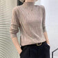 Autumn Winter Women Stretch Pleated Slim Knit Sweater All-match Thin Bottoming Shirt Top High Neck Pullover Jumper