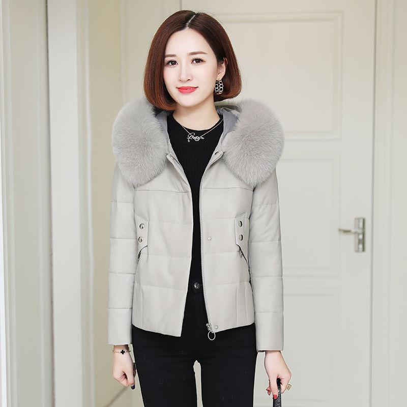 Feather Down Cotton Jacket Imitation Sheep Skin Small Leather Women Short Loose Fashion Trend Warm High Waist Jacket