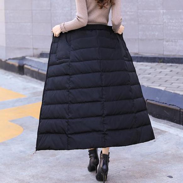 M-5XL Winter Warm Long Skirt Women's Autumn and Winter Thickened Down Cotton Skirt Large Size Zipper Winter Skirt