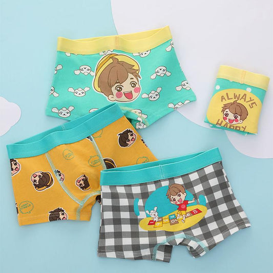 4pcs/Lot Boys Boxer Briefs Kids Cotton Underwear Baby Boy Underpants Teenager Cartoon Print Soft Children Panties 2-14T 2021 New