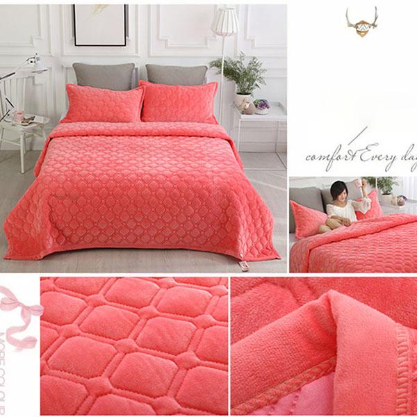 3pcs/set Winter Crystal Velvet Lace Warm Sheet Double Layer Plus Cotton Bed Cover Thicker Blanket Non-slip Short Fleece Blanket