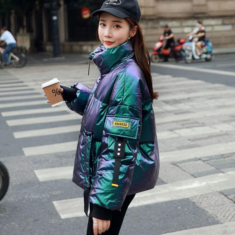 2020 New Ladies Down Jacket Shiny Short Parker Clothing Female Student Fashion Loose Winter Jacket