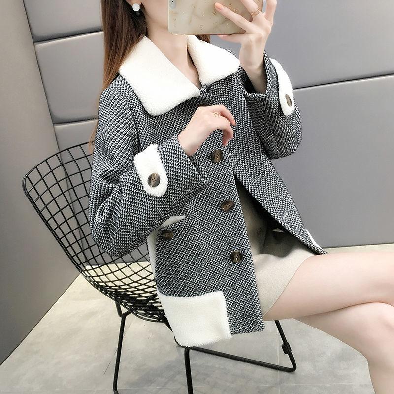 Autumn and Winter Women's Short Woolen Coat Loose and Thin Thick Ferret Coat