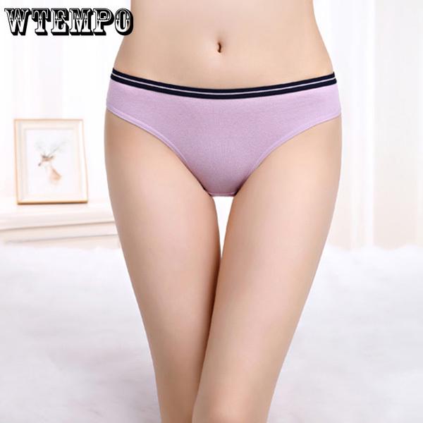 6 Pcs/Lot Newest Women's Sexy Panties Underwear Solid Cotton Briefs Girl's Intimates