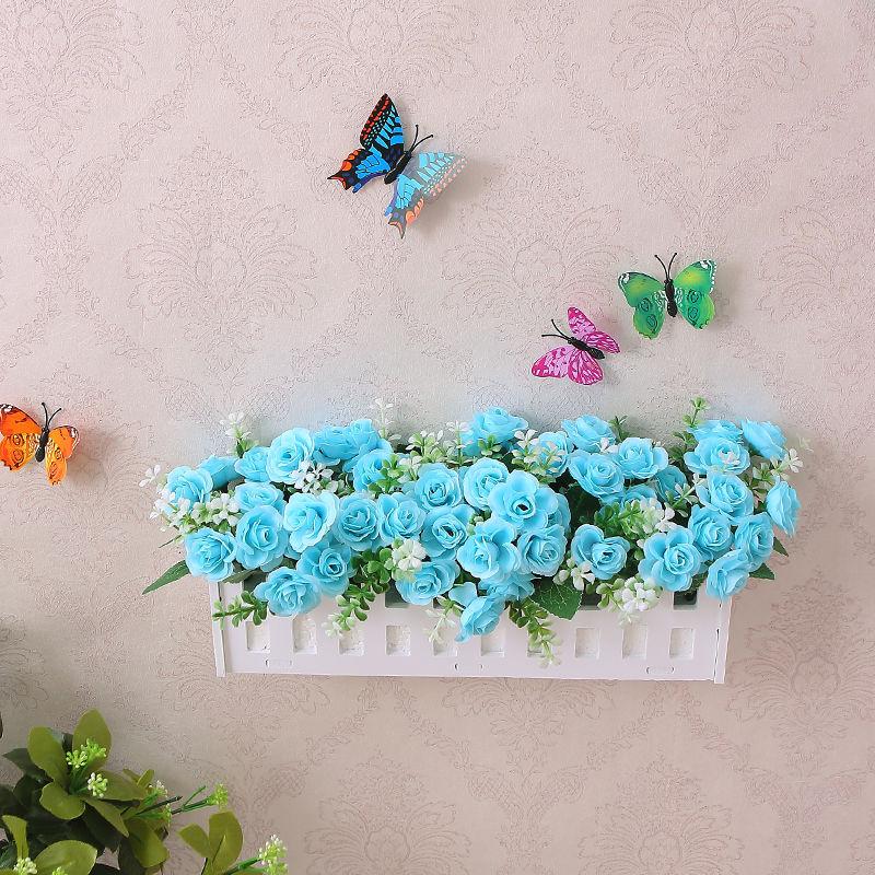 Simulation Fake Flower Plastic Flower Fence Floral Set Wall Hanging Flower Basket Simulation Green Grass Small Potted Ornaments