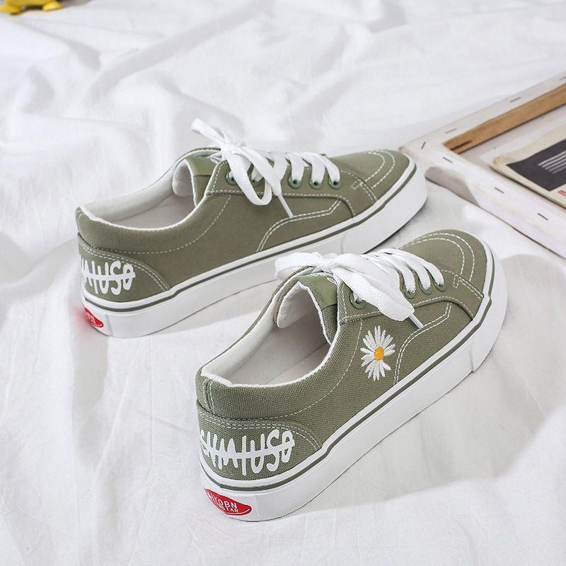 Small Daisy Pattern Ladies Canvas Shoes Summer Korean Style All-match Student Walking Shoes