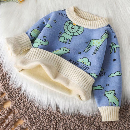 Baby Sweater and Cashmere Fall/winter Girl's Knit Sweater Pullover Boy Warm Jacket Baby Middle and Small Children Children's Sweater