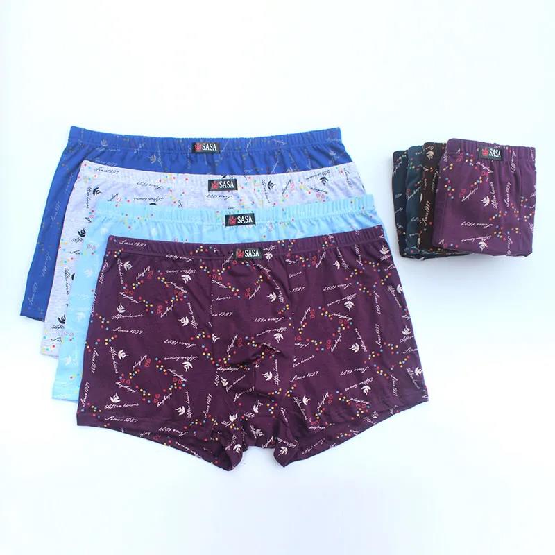 6 Packs of Pure Cotton Men's Underwear Mid-waist Loose Printed Boxer Shorts Young and Middle-aged Plus Size Boxer Shorts