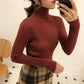 Women's Autumn and Winter Solid Color Thick Sweater Female Knitted Ribbed Pullover Sweater Long Sleeve Turtleneck Slim Soft Warm Sweater