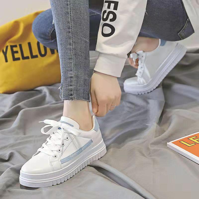 Women's Summer Flat Ins Board Shoes Casual Sports Shoes Korean Version All-match Small White Shoes Ladies Heightening Shoes Student Skate Shoes