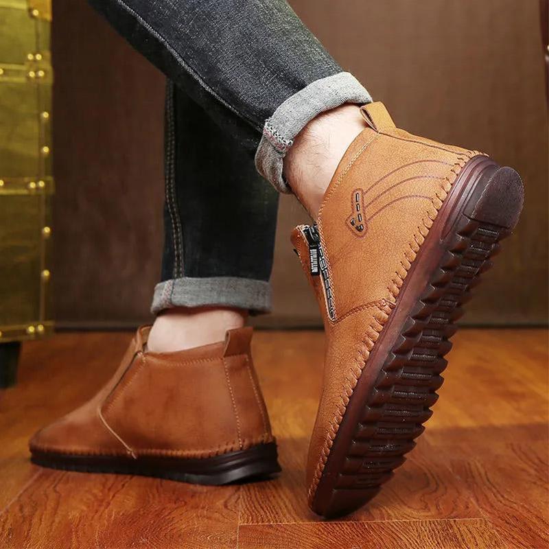 Winter Cotton Shoes Men Plus Velvet High-top Shoes Men's Casual Leather Shoes Non-slip Warm Men's Shoes