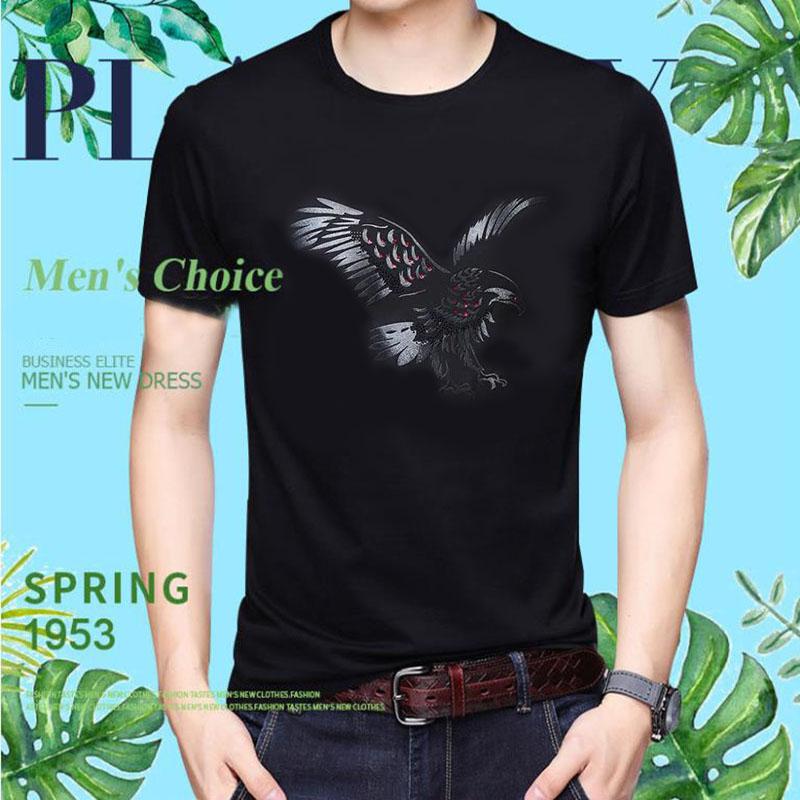 Summer Men Shirt Tees Eagle Print Casual T-shirt Half Sleeve Overshirt Loose Comfortable Pullover