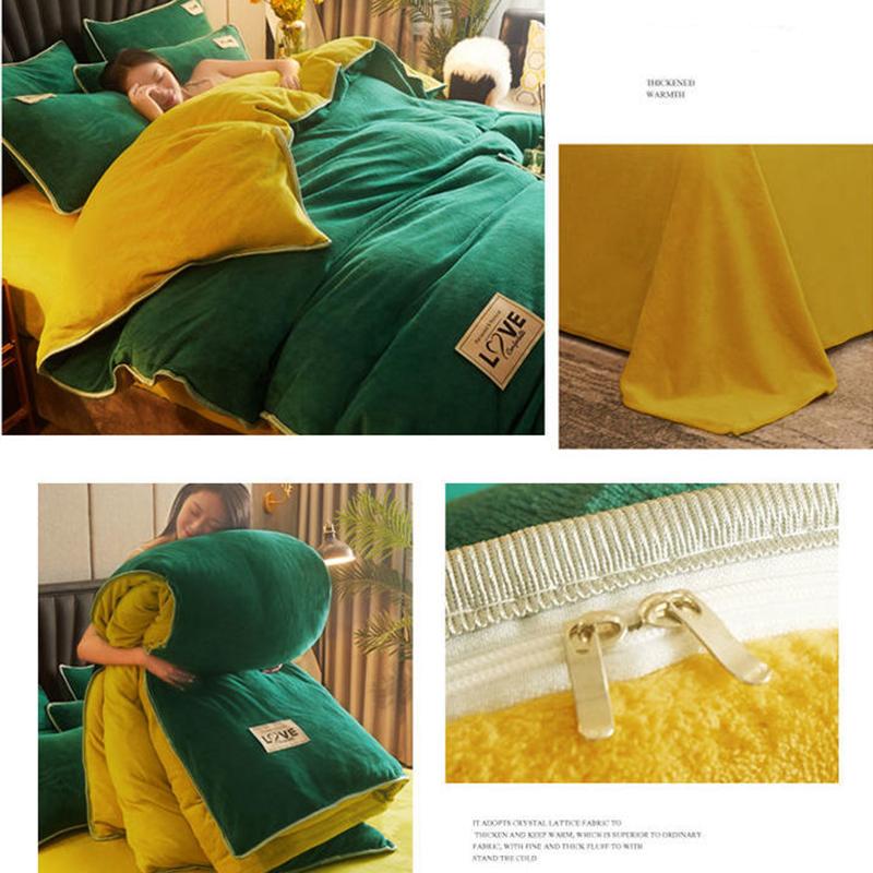 Thickened Milk Quilt Cover Double-sided Flannel Bedding Crystal Quilt Cover Pillowcase Bedding