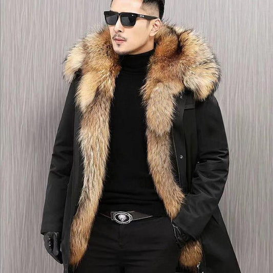 Handsome Men Winter Imitation Mink Fur Detachable Liner Thick Imitation Fur Jacket