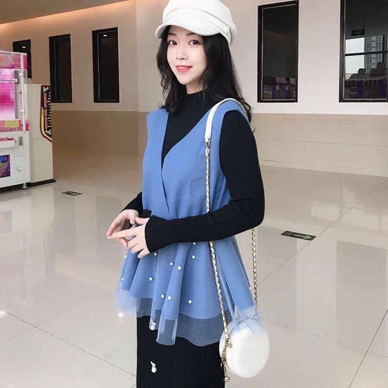 Autumn and Winter Sweater Suit Women's Waistcoat Knitted Sweater Top and High Waist Bag Hip Bodycon Skirt Three-piece Set Office Ladies Outfits