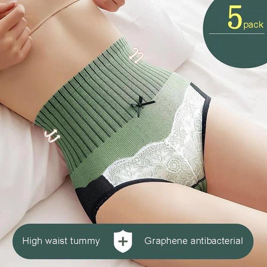 5-pack of Women's Abdomen Briefs, Shaping Panties, Graphene Antibacterial Mid-waist Panties