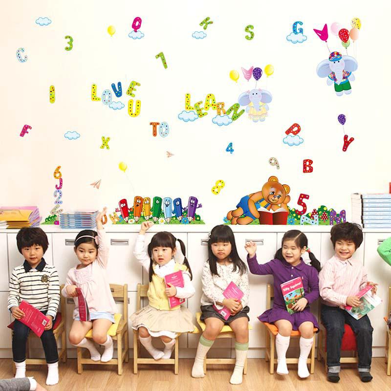 Cartoon English alphabet children's room decoration stickers removable waterproof wall stickers