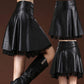 Women's Plus Size Leather Skirt High Waist Sexy Lace Stitching A-line Skirt Autumn Winter Sexy Pleated Skirt