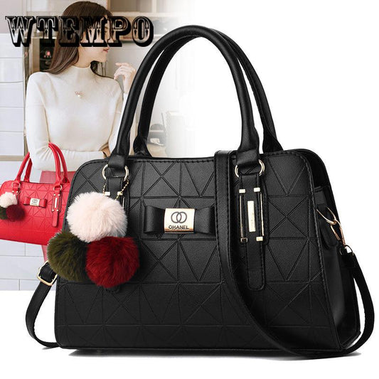 Women's Handbag Fashion Large Capacity Women Shoulder Bag with Hairball Ornaments