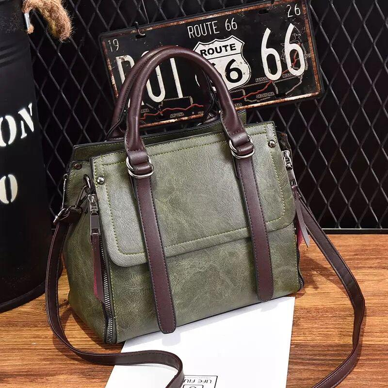 Woman bag European and American Shoulder Handbag Trendy wild Patent leather bag Genuine Leather