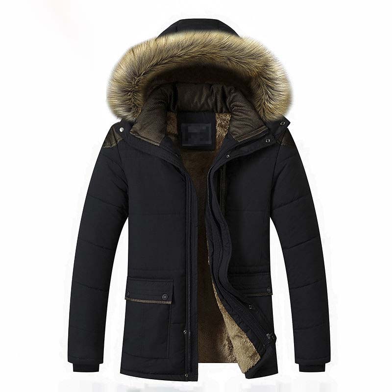 Autumn And Winter Casual Long-Sleeved Coat Men's Velvet Wadded Jacket Korean Cotton Coat