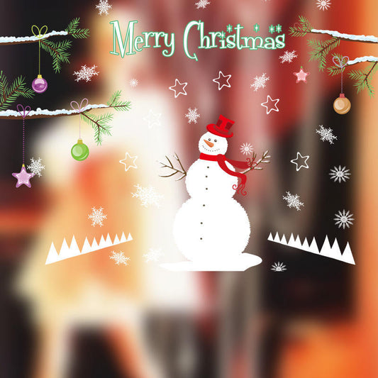 Christmas Snowman Wall Stickers Festival Celebration Decoration Sticker Shop Doors and Windows Glass